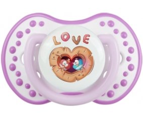Animaux rigolos hiboux Love : Blanc-mauve classique Tétine embout Lovi Dynamic