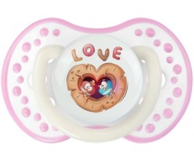 Animaux rigolos hiboux Love : Blanc-rose phosphorescente Tétine embout Lovi Dynamic