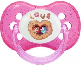 Animaux rigolos hiboux Love : Rose à paillette Tétine embout cerise