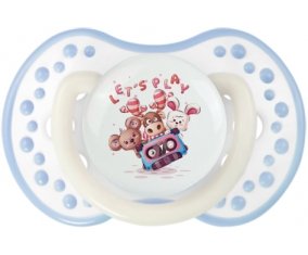 Animaux rigolos let's play : Blanc-cyan classique Tétine embout Lovi Dynamic