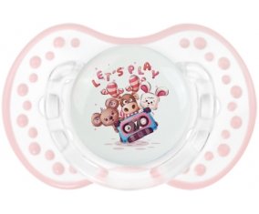 Animaux rigolos let's play : Retro-blanc-rose-tendre classique Tétine embout Lovi Dynamic