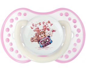 Animaux rigolos let's play : Blanc-rose phosphorescente Tétine embout Lovi Dynamic