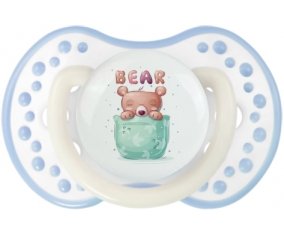 Animaux rigolos Bear : Blanc-cyan classique Tétine embout Lovi Dynamic