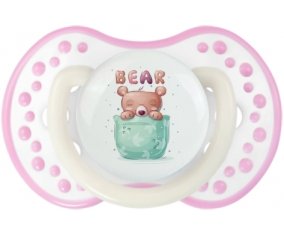 Animaux rigolos Bear : Blanc-rose phosphorescente Tétine embout Lovi Dynamic