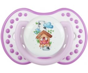Animaux rigolos Oiseau maison : Blanc-mauve classique Tétine embout Lovi Dynamic