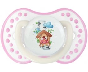 Animaux rigolos Oiseau maison : Blanc-rose phosphorescente Tétine embout Lovi Dynamic