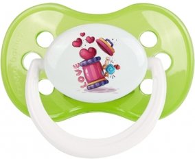 Animaux rigolos Love design-1 : Vert classique Tétine embout anatomique