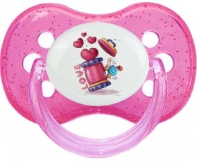 Animaux rigolos Love design-1 : Rose à paillette Tétine embout cerise