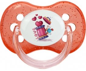 Animaux rigolos Love design-1 : Rouge à paillette Tétine embout cerise