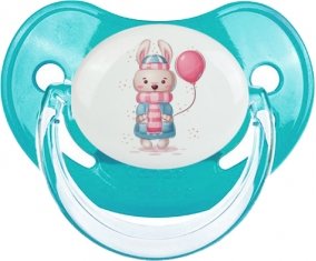 Lapin avec ballon rose : Sucette Physiologique personnalisée