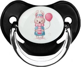 Lapin avec ballon rose : Noir classique Tétine embout physiologique