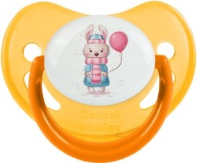 Lapin avec ballon rose : Jaune phosphorescente Tétine embout physiologique