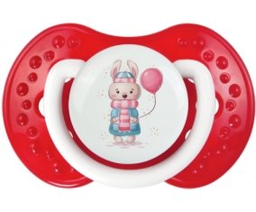 Lapin avec ballon rose : Blanc-rouge classique Tétine embout Lovi Dynamic
