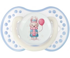 Lapin avec ballon rose : Blanc-cyan classique Tétine embout Lovi Dynamic