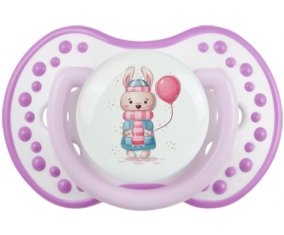 Lapin avec ballon rose : Blanc-mauve classique Tétine embout Lovi Dynamic