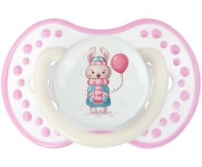 Lapin avec ballon rose : Blanc-rose phosphorescente Tétine embout Lovi Dynamic
