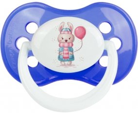 Lapin avec ballon rose : Sucette Anatomique personnalisée