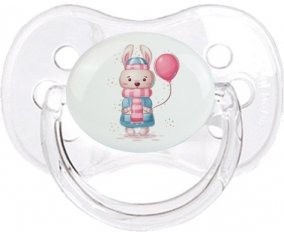 Lapin avec ballon rose : Transparent classique Tétine embout cerise