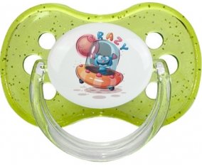 Animaux rigolos Crazy : Vert à paillette Tétine embout cerise