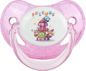 Animaux rigolos Friends : Rose à paillette Tétine embout physiologique
