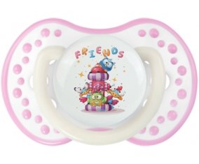 Animaux rigolos Friends : Blanc-rose phosphorescente Tétine embout Lovi Dynamic