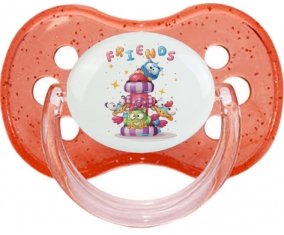 Animaux rigolos Friends : Rouge à paillette Tétine embout cerise