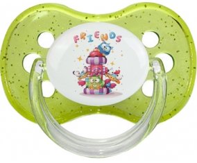 Animaux rigolos Friends : Vert à paillette Tétine embout cerise