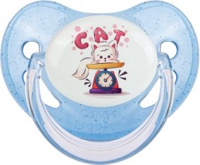 Animaux rigolos Cat design-1 : Bleue à paillette Tétine embout physiologique