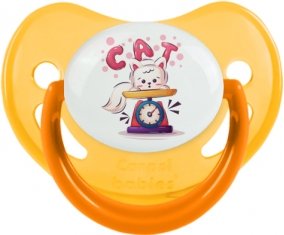 Animaux rigolos Cat design-1 : Jaune phosphorescente Tétine embout physiologique