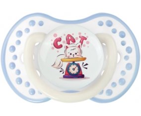 Animaux rigolos Cat design-1 : Blanc-cyan classique Tétine embout Lovi Dynamic