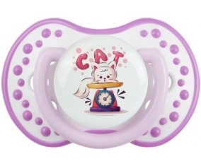 Animaux rigolos Cat design-1 : Blanc-mauve classique Tétine embout Lovi Dynamic