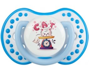 Animaux rigolos Cat design-1 : Blanc-bleu phosphorescente Tétine embout Lovi Dynamic