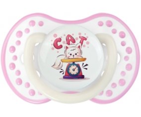 Animaux rigolos Cat design-1 : Blanc-rose phosphorescente Tétine embout Lovi Dynamic