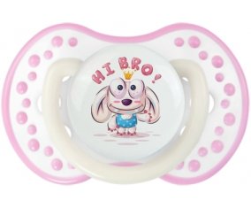 Animaux rigolos Hi Bro ! : Blanc-rose phosphorescente Tétine embout Lovi Dynamic