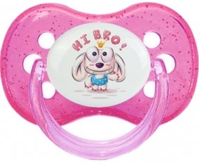 Animaux rigolos Hi Bro ! : Rose à paillette Tétine embout cerise