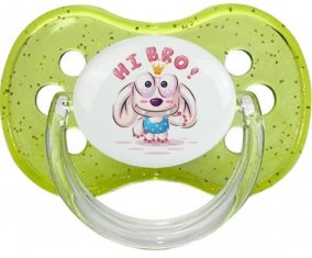 Animaux rigolos Hi Bro ! : Vert à paillette Tétine embout cerise