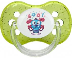 Animaux rigolos Boo ! : Vert à paillette Tétine embout cerise