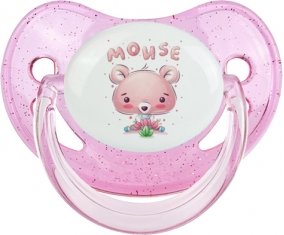 Animaux rigolos Mouse : Rose à paillette Tétine embout physiologique