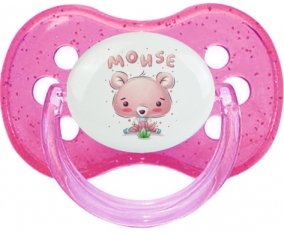Animaux rigolos Mouse : Rose à paillette Tétine embout cerise