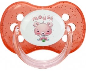 Animaux rigolos Mouse : Rouge à paillette Tétine embout cerise