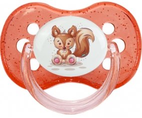 Animaux rigolos Écureuil : Rouge à paillette Tétine embout cerise