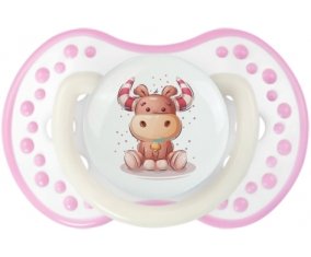 Animaux rigolos Taureau : Blanc-rose phosphorescente Tétine embout Lovi Dynamic