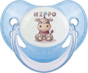 Animaux rigolos Hippo : Bleue à paillette Tétine embout physiologique