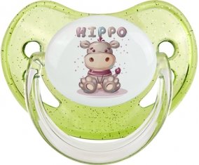 Animaux rigolos Hippo : Vert à paillette Tétine embout physiologique