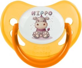 Animaux rigolos Hippo : Jaune phosphorescente Tétine embout physiologique