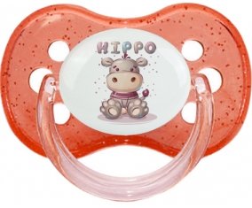 Animaux rigolos Hippo : Rouge à paillette Tétine embout cerise