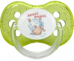 Animaux rigolos Brake Dance : Vert à paillette Tétine embout cerise
