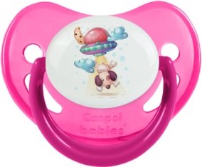 Animaux rigolos Secoupe volente chien : Rose phosphorescente Tétine embout physiologique