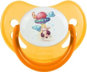 Animaux rigolos Secoupe volente chien : Jaune phosphorescente Tétine embout physiologique