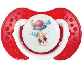 Animaux rigolos Secoupe volente chien : Blanc-rouge classique Tétine embout Lovi Dynamic